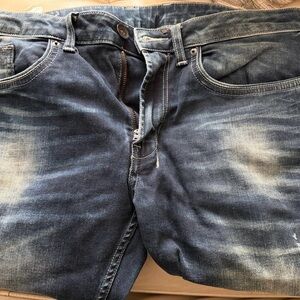 Preowned Men's Buffalo Six-x Slim Straight Stretch Distressed Jeans Sz 34/32